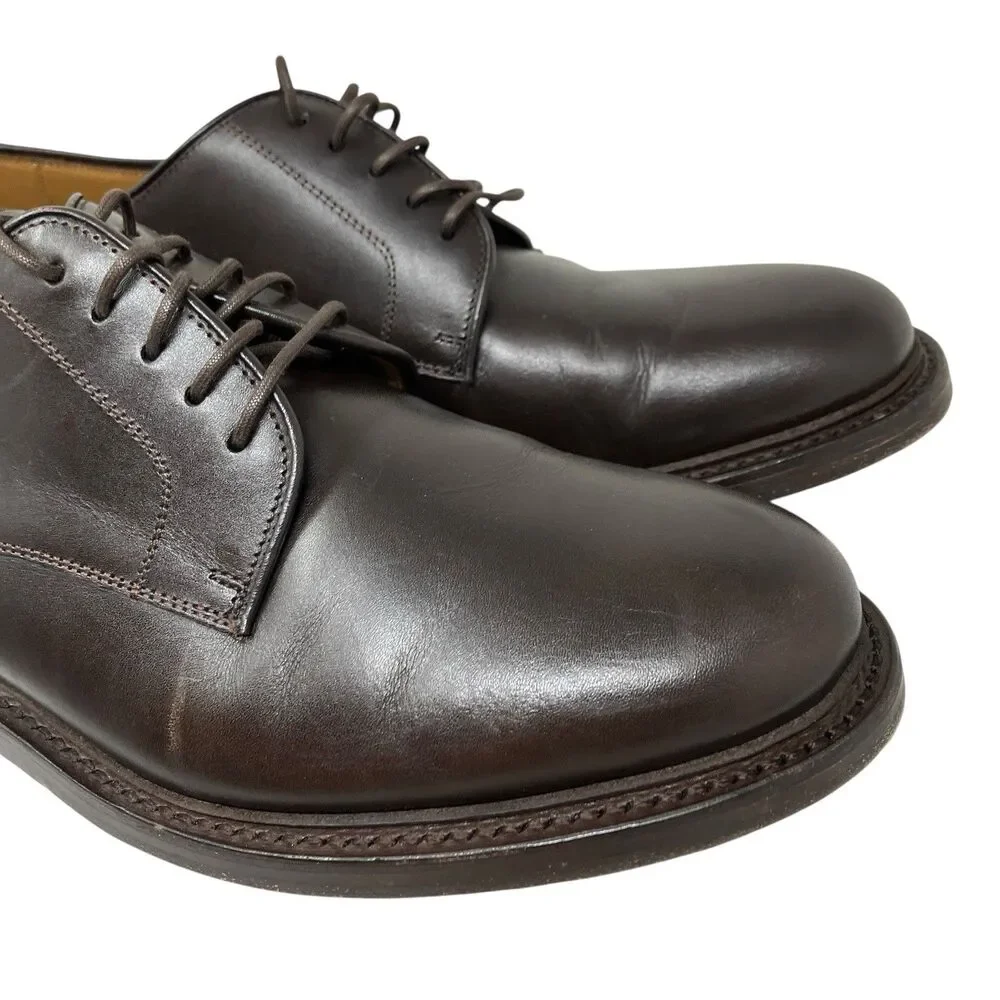 J.Crew Ludlow Mens 9.5 Brown Leather Derby Shoes Old Money Wedding Euro Summer